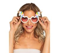 White heart glasses with unicorns for adults