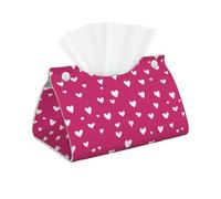 White Heart On Hot Pink Tissue Box Cover | Rectangle Pu Leather Tissue Box Holder For Car Bathroom Bedroom Desk Tabletop Decor