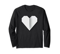 White Heart Origami Style Love Symbol Design Long Sleeve T-Shirt