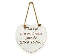White Heart Plaque - Grab The Gin and Tonic