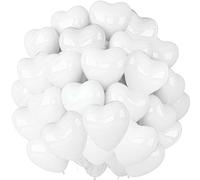 White Heart Shape Balloons - 12 Inch Heart Balloons, 100 Pack for Wedding, Anniversaries, Valentine's, Proposals & Bridal Showers