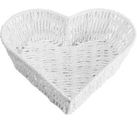 White Heart-Shaped Rattan Basket- Handwoven Organizer for Fruits, Vegetables & Home Decor - Stylish Gift for Kitchen & Living Room