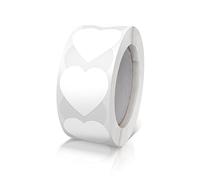 White Heart Stickers Roll 2.5 cm Valentine's Day Love Shape Labels Waterproof Removable for Craft Envelopes Boxes Gift Tags Bags Wedding 500 PCS