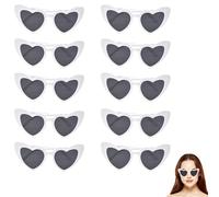 White Heart Sunglasses, 10 Pack Vintage Heart Shaped Glasses, Retro Cat Eye Love Sunglasses Multipack, Fashion Eyewear for Women, Bride Sunglasses for Wedding Hen Party Photo Props