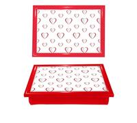 White Hearts Cushioned Bean Bag laptray Home Laptop Tray Drinks Food Breakfast Lap Tray