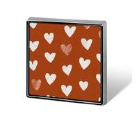 White Hearts on Brown Unisex Brooches & Pins Square Lightweight Lapel Badge Jewelry for Clothing Shawl Hat
