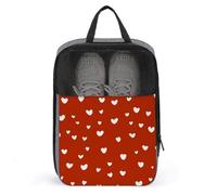 White Hearts on Red Valentine's Day Shoe Bag for Travel Daily Use Anti-dust Storage Carrier Golf Shoe Pouch