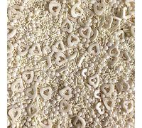 White Hearts & Pearls Sprinkle Mix - 35g of Edible Shiny White Pearly Wedding Cake Sprinkles Cupcake Toppers Decorations, 100s 1000s Strands