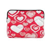 White Hearts Red Computer Case for Laptop, Padded Laptop Cover 15.6 Inch for Women Men