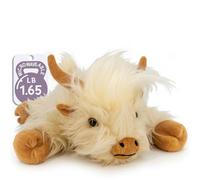 White Heatable Mini Highland Cow Plush Toy - Microwavable Stuffed Animal with Magnetic Hooves