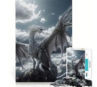 White Heaven Dragon 1000 Piece Adult Puzzles Logic Puzzle Play Precision Cut Smooth Edges for Family Gatherings (38x26cm)