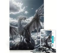 White Heaven Dragon Adults 1000 Pieces Puzzle Mental Fun Game Advanced Laser Cutting Tech Amusing Challenge for Waiting Time (50x75cm)