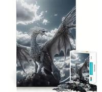 White Heaven Dragon Jigsaw 1000 Pieces Memory Skill Fun Smooth Edge Perfect Interlock Fun-filled Way to Fill Empty Hours (38x52cm)