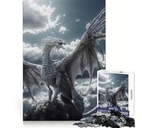White Heaven Dragon Jigsaw Puzzles for Adults 1000 Piece Mental Workout Quiet Enjoyment Xmas Gift (38x26cm)