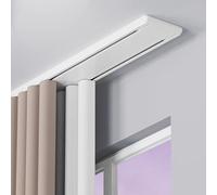 White Heavy Duty Curtain Rail Track Ceiling Mount, 10 11 12 13 14 15 16 Ft Aluminum Double Room Divider Track Hanging Curtain Rod For Home Living Room Bedroom Large Windows(L 7ft/2.1m)