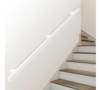 White Heavy Duty Iron Hand Railing, Sturdy Safety Staircase Grab Bar Handrails Wall Support for Indoor Stairs & Outdoor Decks, Industrial Stairway Hand Rails 1 2 3 4 5 6 Metres(8.2ft/250cm)