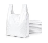White Heavy Duty Plastic Carrier Bags Pack of 500 - Size Large 11x17x21 - Strong Vest Handle Shopping Bags | Multipurpose Retail, Grocery & Takeaway Packaging | Eco-Friendly 100% Recycled