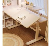 White Height Adjustable Standing Desk Manual Lift Sit Stand Wortat with Removable Shelf Angled Design Sturdy Legs 80cm Home Office Fur
