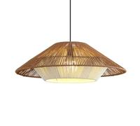 White Hemp Rope Light, Farmhouse Hanging Lights Coastal Beach Rope Light Wicker Lighting Fixtures Hemp Rope + Metal Industrial Lamp for Kitchen Island, Dining Room, Living Room/60Cm