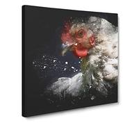 White Hen Paint Splash Modern Canvas Wall Art Print Ready to Hang, Framed Picture for Living Room Bedroom Home Office Décor, 20x20 Inch (50x50 cm)