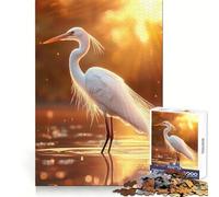 White Heron at Sunset 1000 Piece Jigsaw Puzzles for Adults Jigsaw Boost Memory Peaceful Recreation Quality Cut Memorable Gift (50x75cm)