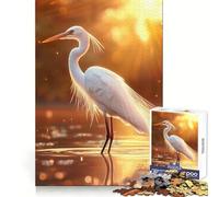 White Heron at Sunset Jigsaws 1000 Pieces for Adults Mind Clarity Mind Calming Fun Fine Edges Perfect Present (38x26cm)