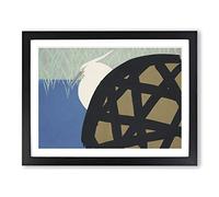 White Heron By Kamisaka Sekka Asian Painting Framed Print | A4 Black Framed Wall Art | Ready to Hang | Asian Animal Picture | Living Room Bedroom Lounge Office