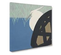 White Heron by Kamisaka Sekka Canvas Print | Gallery Wrapped 30mm Frame Wall Art | 14x14 inches | Ready to Hang | Modern Picture | Living Room Bedroom Lounge Office