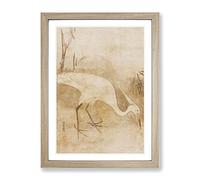White Heron By Tawaraya Sotatsu Asian Japanese Framed Print | A2 Oak Framed Wall Art | Ready to Hang | Asian Animal Picture | Living Room Bedroom Lounge Office