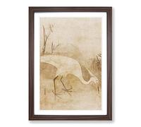 White Heron by Tawaraya Sotatsu Framed Print | A2 Walnut Framed Wall Art | Ready to Hang | Modern Animal Picture | Living Room Bedroom Lounge Office