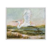 White Heron Flying Nature, 16 x 20 Inch Framed Gi Print