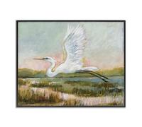 White Heron Flying Nature, 24 x 30 Inch Framed Gi Print
