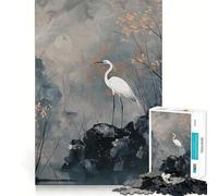 White Heron in Misty Landscape Jigsaw 1000 Pieces for Teenagers Mental Boost Game Firm Fit Secure Assembly Family Fun Night Activity (38x52cm)