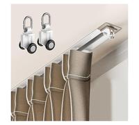 White Hidden Recessed Curtain Track Ceiling Mount, Ultra-Thin Ceiling Pre-Built Mount Room Divider Curtain Rail, Recessed Commercial Curtain Track for Windows/Room Divider