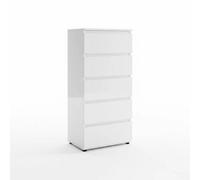 White High Gloss 5 Drawer Chest Of Drawers Modern Slim Bedroom Storage Cabinet