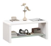 White High Gloss Coffee Table Modern Living Room Centre Table Glass Shelf