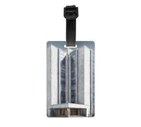 White High-Rise Buildings Luggage Tag PVC Waterproof Durable Light Bag Tag with Detachable Wristband for Easy Identification