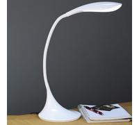 White High Vision Touch Control Tabletop Led Lamp - Mains Powered Desk Light With Gooseneck Arm & 400 Lumen Illumination - H40Cm