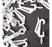 White Hinge 100x White Plastic Drape Curtain Track Gliders - White Nylon Rail Runner Hooks