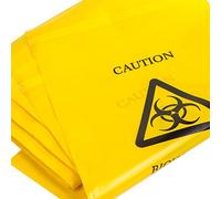 White Hinge 10x Yellow Biohazard Bags - 35cm x 20cm - Self Seal Clinical Sick/Vomit Disposal