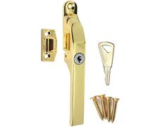 White Hinge 125mm Polished Brass Locking Casement Fastener