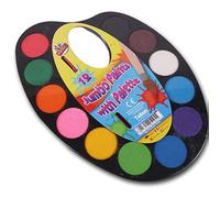 White Hinge 12x Jumbo Paints with Palette & Brush - Water Paint Set