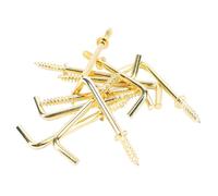 20x Large Brass Screw in Dresser Hooks - 38mm/1.5" Square Shouldered L Shape Cup Hooks