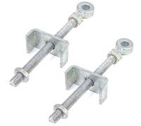 White Hinge 2X 11/275mm Heavy Duty Galvanised Adjustable Bottom Gate Fitting - Field Gate Eyebolt Fixing