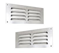 White Hinge 2X Aluminium Louvre Air Vents - 9" X 3" - Silver Grille Cover Metal Ventilation Plates