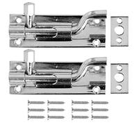 White Hinge 2X Chrome Offset Slide Bolt Locks, 1" (75mm), Suitable for Single & Double Doors, Windows & Recessed Walls, Horizontal/Vertical Fit, Includes Face Plate & Screws