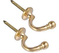 White Hinge 2x Large Ball End Curtain Tieback Hooks Brass 40mm Gold Window Drape Hold Back