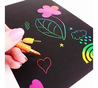 White Hinge 30Pc Scratch Art Papers & Scraper Set Create Colourful Pictures & Craft Projects