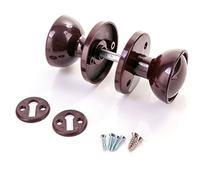 White Hinge 60mm Brown Plastic Rim Mortice Door Knob Set - Door/Shed/Gate/Garage Lock Handle