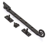 10" Antique Black Cast Iron Window Casement Stay with Curly Monkey Tail Design